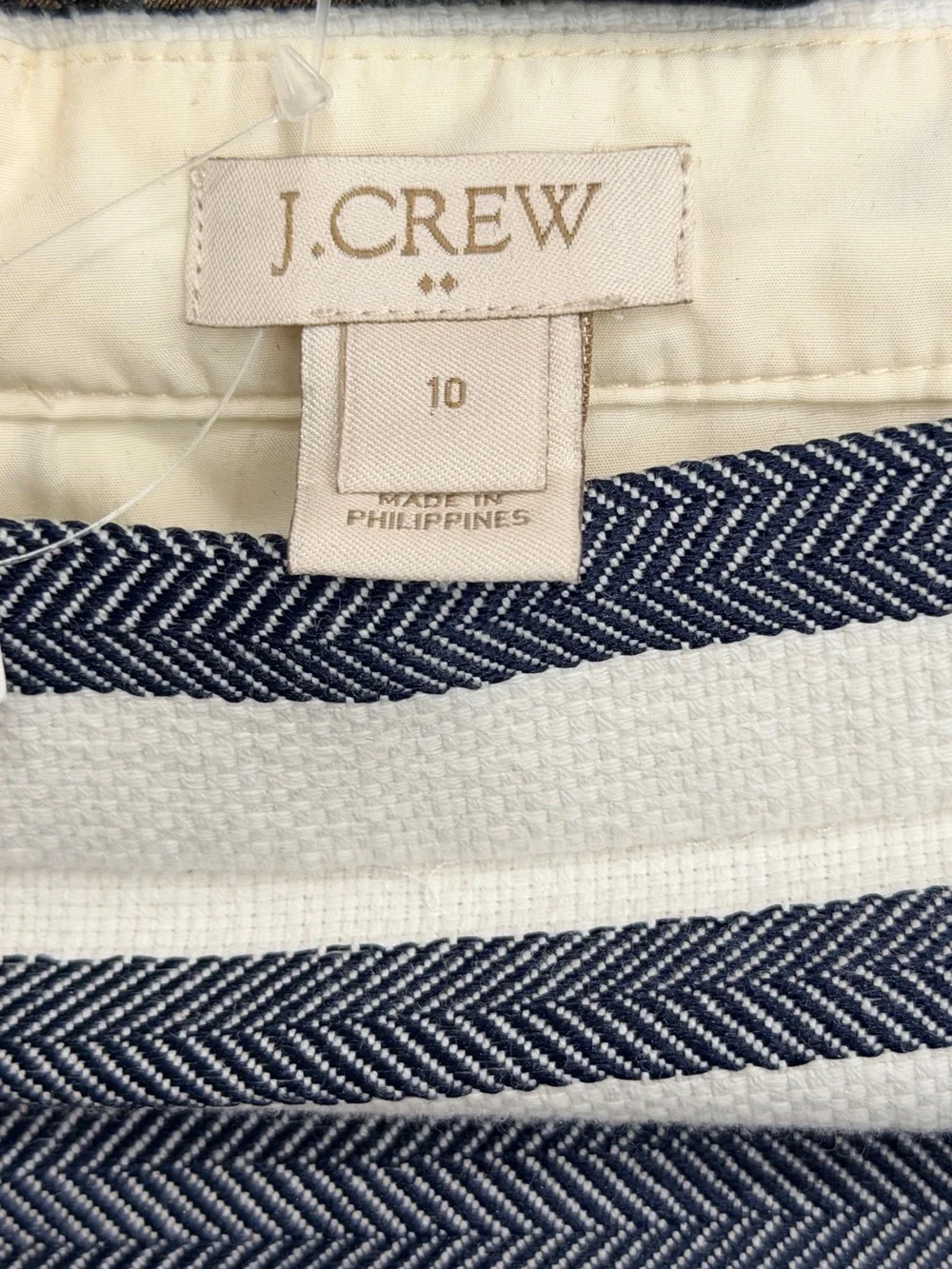 J. Crew Navy and Cream Striped Pencil Skirt